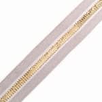 Grosgrain Ribbon Light Grey - White - Gold Lurex 2.5 Cm