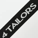 Gurtband Jacquard-Band Logo 4Tailors Schwarzer Grund - Weiße Buchstaben 4 cm