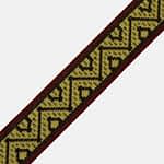 Ribbon Fantasy Zig - Zag Bordeaux - Brown - Yellow 2.5 Cm