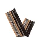 Ribbon Fantasy Zig Zag Black - Olive - Yellow - Silver Lurex - Black Fringes 4.3 Cm