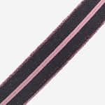 Elastic  Polyester Grey - Pink Stripe - Pink Lurex 3 Cm