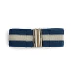 Belt Elastic 2400 4Cm Petrol/Offwhite Silver Lurex - Metal Clasp - 72Cm Total
