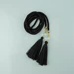 Belt Cord Rayon Black - Transparent Beads - Gold Endings - 2X10Cm Tassels Black - 1.80M Total