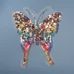 Motif Butterfly With Spangles Gold/Turquoise 25*30 Cm