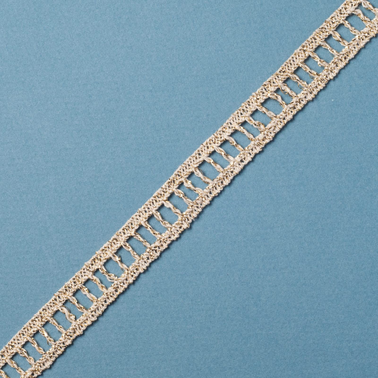 LACE COTTON LADDER ECRU GOLD LUREX 1.5CM